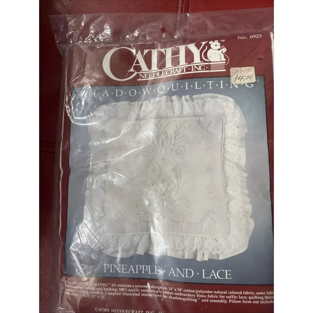 NEW Cathy Needlecraft Shadow Quilting Pillow Kit Pineapple,‎ And Lace 6925